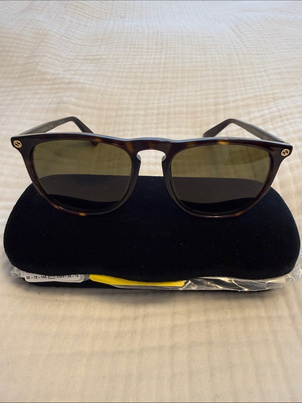 Gucci Black Eyewear with Gold Accents New